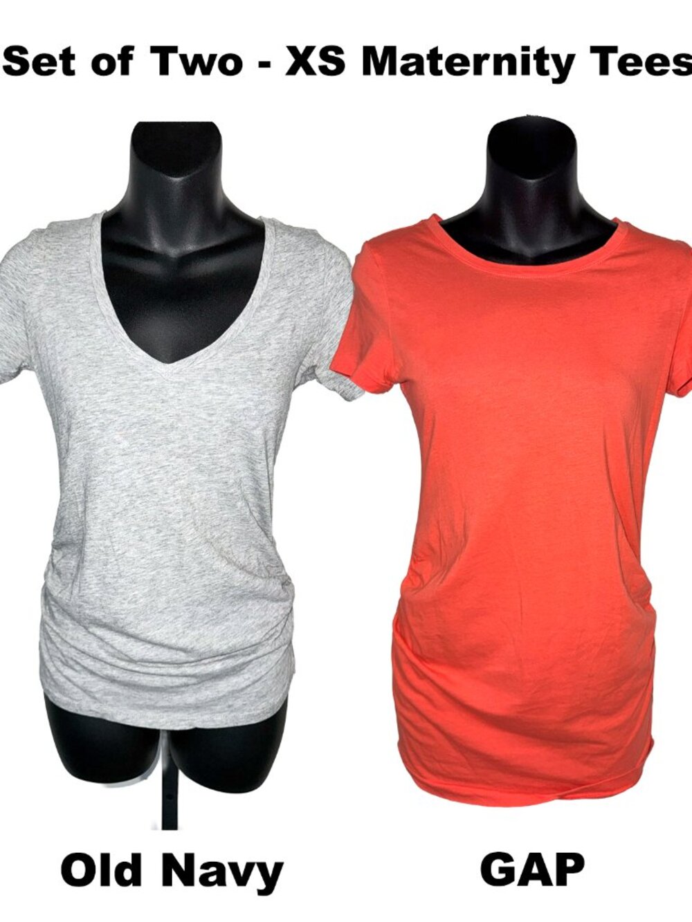 (2 Pk) Gray Old Navy and Orange GAP XS Maternity Tees
